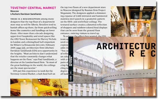 Tsvetnoy Central Market in Architectural Record, Oktober 2011, Seite 45 (c) Architectural Record