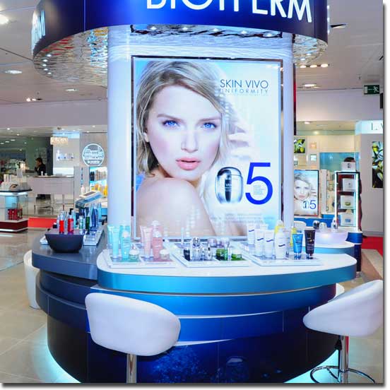 EXYD-M f�r BIOTHERM-Counter in El Corte Ingl&eacute;s de Castellana in Madrid. Foto: ALW, Langenfeld, 2011.