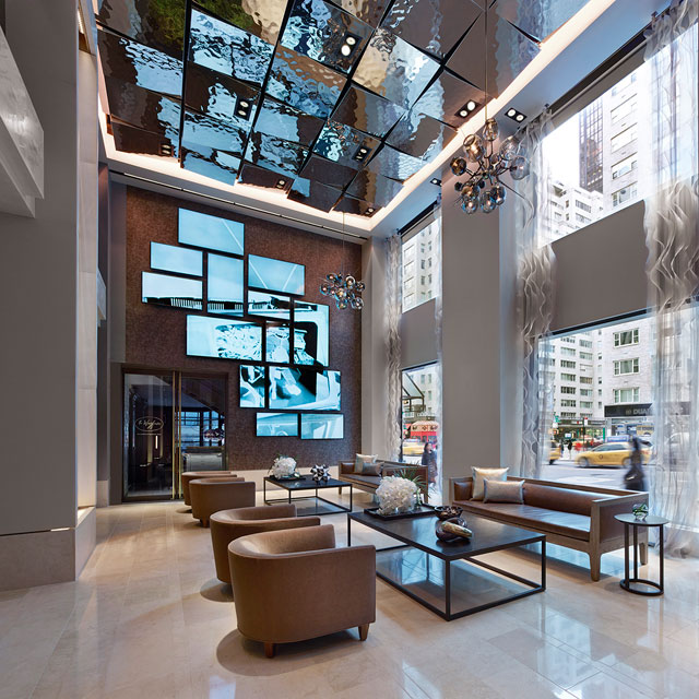 The Quin Hotel in New York City, Rasterdecke in der Lobby, Unikatserie EXYD-M, Foto The Quin Hotel